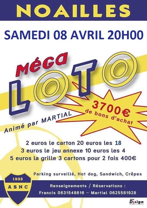 Loto Foot 8 Combien De Match Pour Gagner Samedi 8 Avril Loto du Foot - A.S NOAILLES-CAUVIGNY