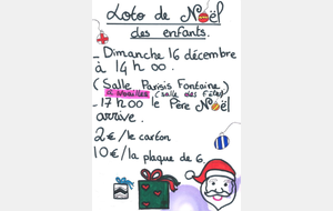 Bienvenue au loto de Noel des enfants