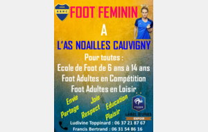  Foot Féminin Compétiton et Loisir à l' AS Noailles Cauvigny
