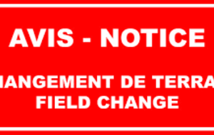 CHANGEMENT DE TERRAIN le mercredi 21 septembre