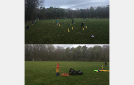 Entrainement U7/U9 au terrain du Larris ce 14 février