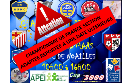 La Journée de Championnat de France de Foot Adapté est annulée