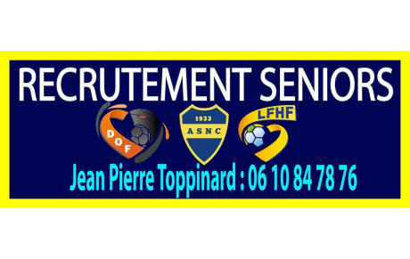Recrutement/Entraînement Seniors Les 8 et 10 Juillet
